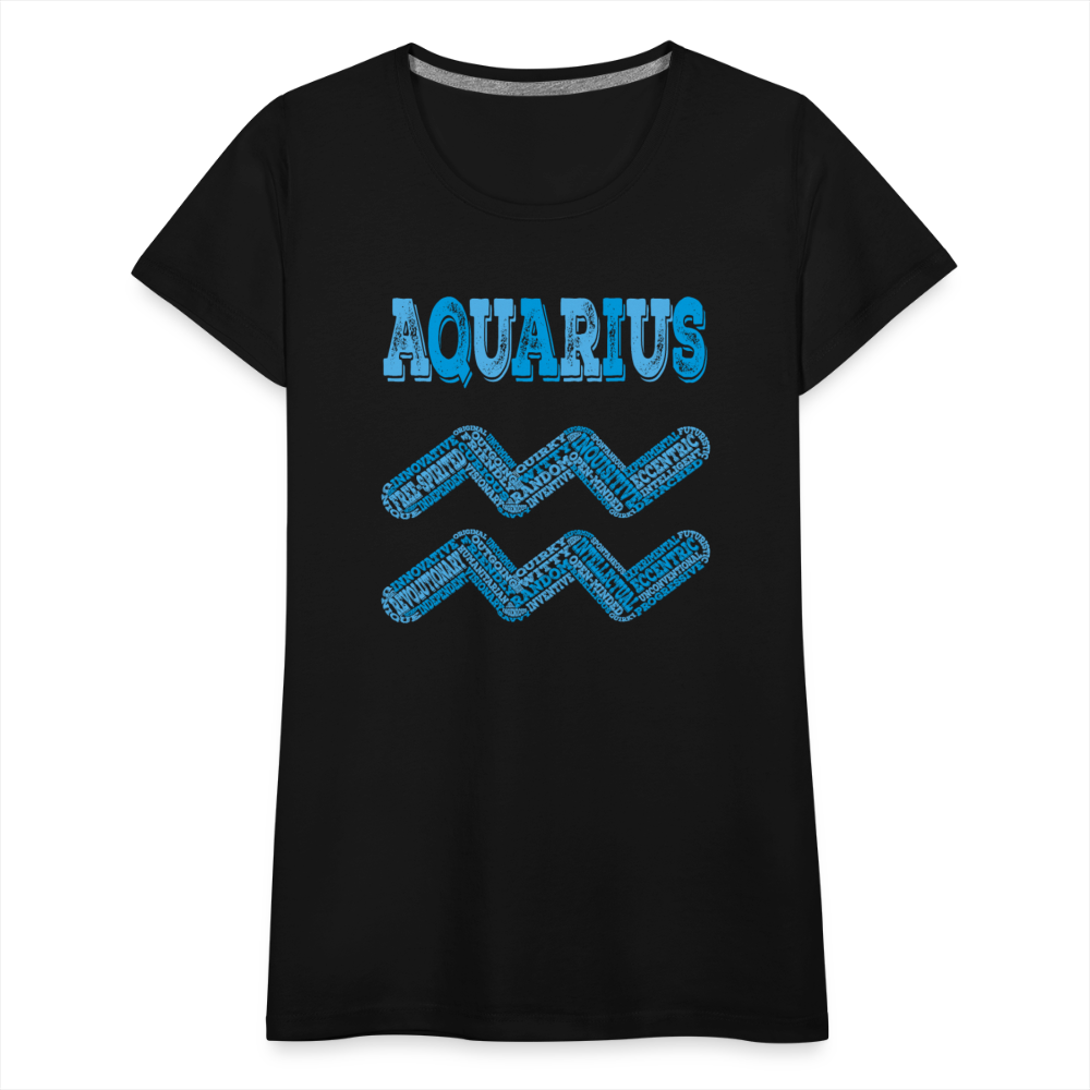 Women's Power Words Aquarius Premium T-Shirt - black