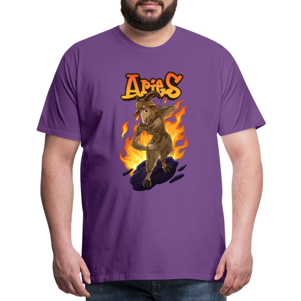 Men's Fiery Aries Premium T-Shirt - purple