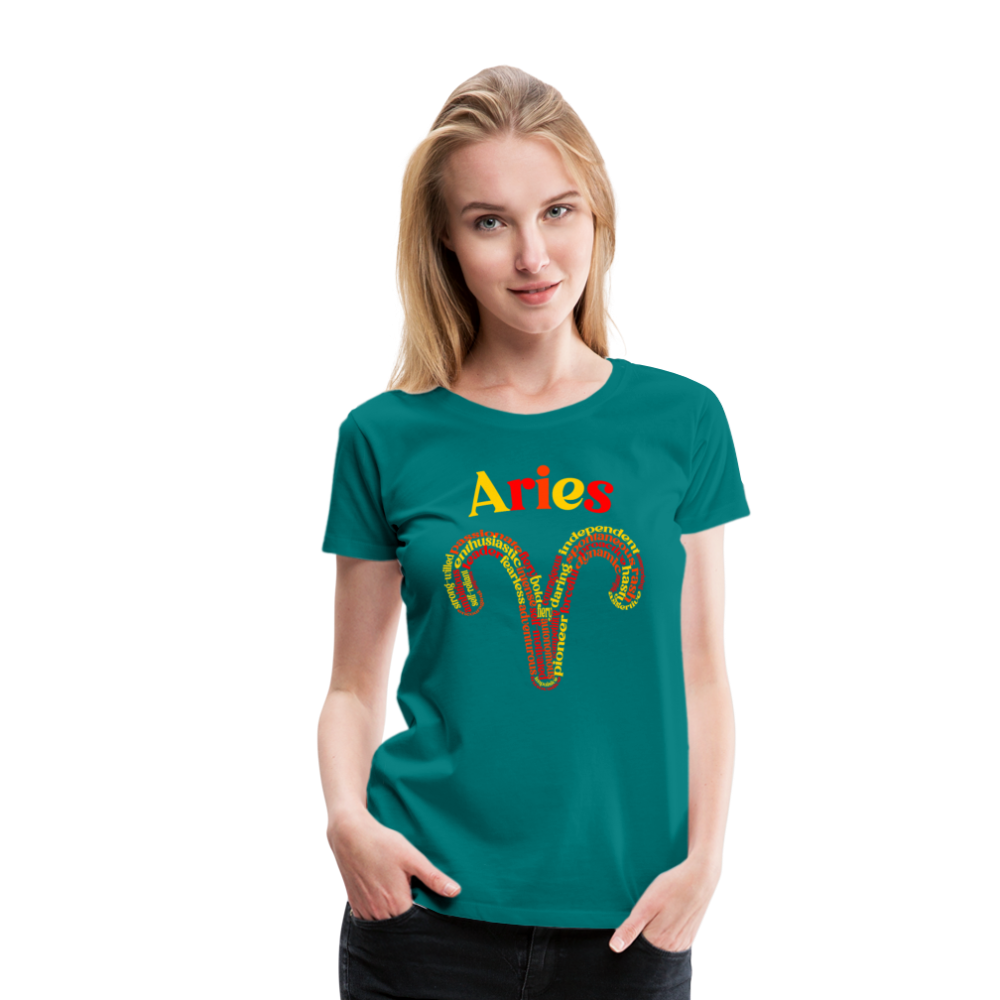 Women's Power Words Aries Premium T-Shirt - teal