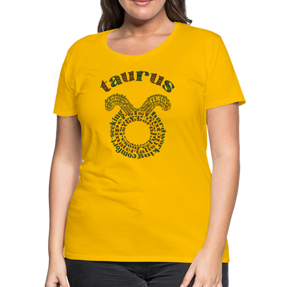 Women's Power Words Taurus Premium T-Shirt - sun yellow