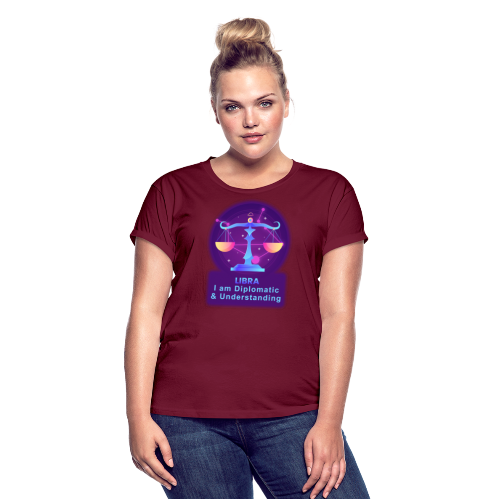 Women's Neon Libra Relaxed Fit T-Shirt - burgundy