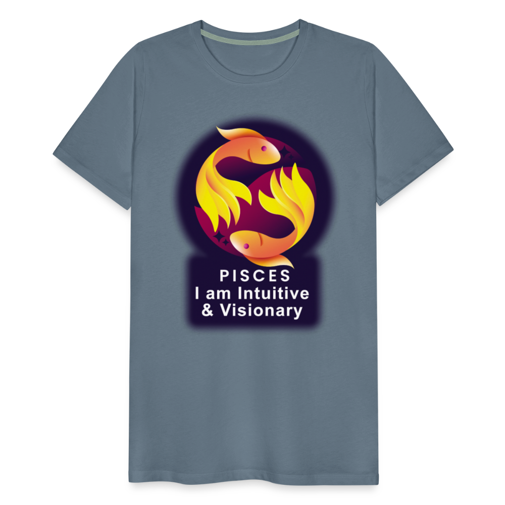 Men's Glow Pisces Premium T-Shirt - steel blue