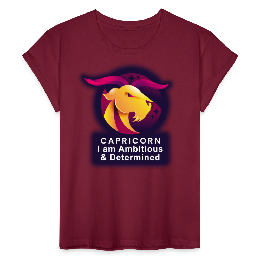 Women's Glow Capricorn Relaxed Fit T-Shirt - burgundy