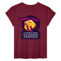 Thumbnail for Women's Glow Capricorn Relaxed Fit T-Shirt - burgundy