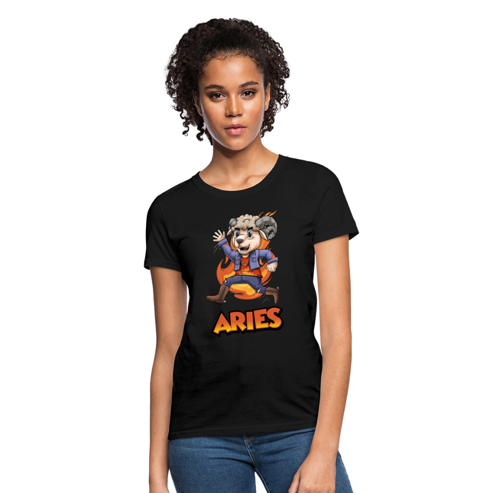 Women's Playful Aries T-Shirt - black