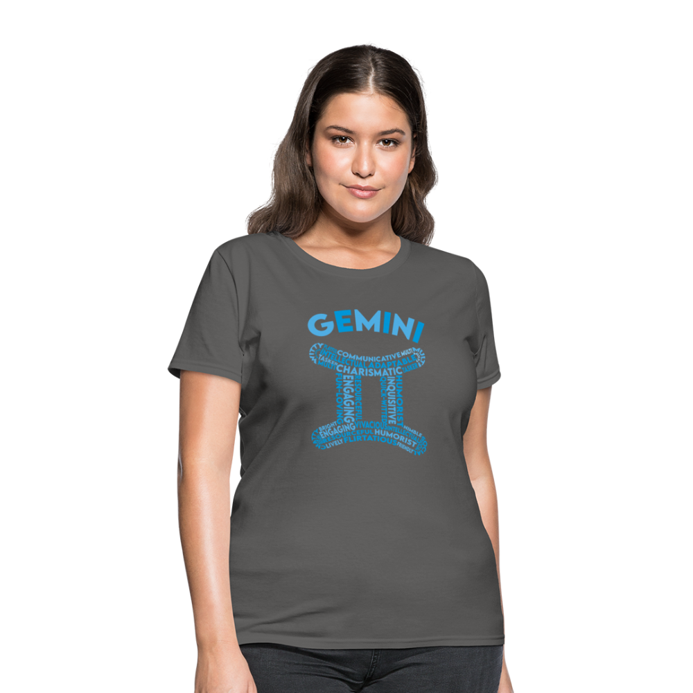 Women's Power Words Gemini T-Shirt - charcoal