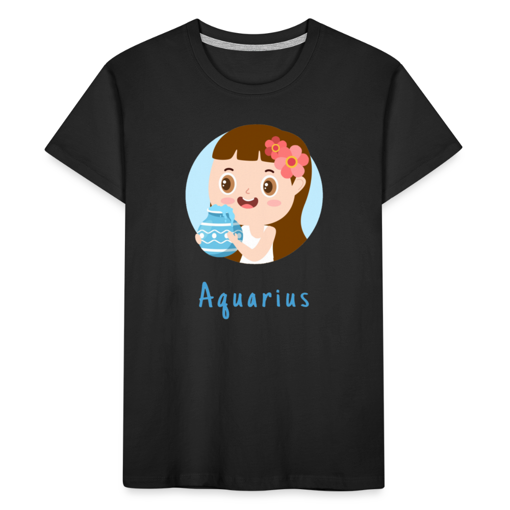 Kid’s Astro Toon Aquarius Premium Organic T-Shirt - black