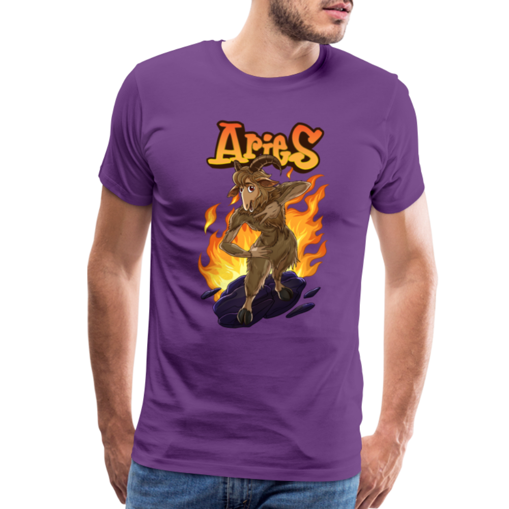 Men's Fiery Aries Premium T-Shirt - purple