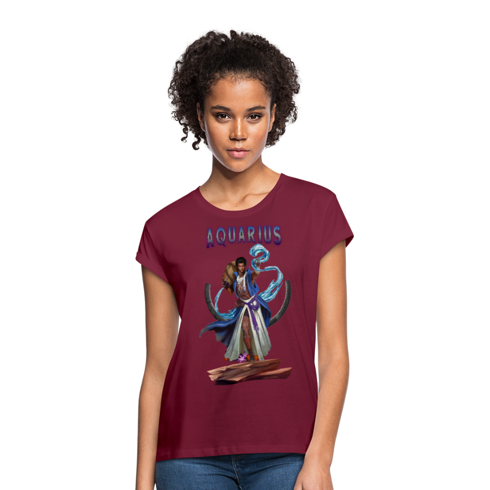 Women's Astral Aquarius Relaxed Fit T-Shirt - burgundy