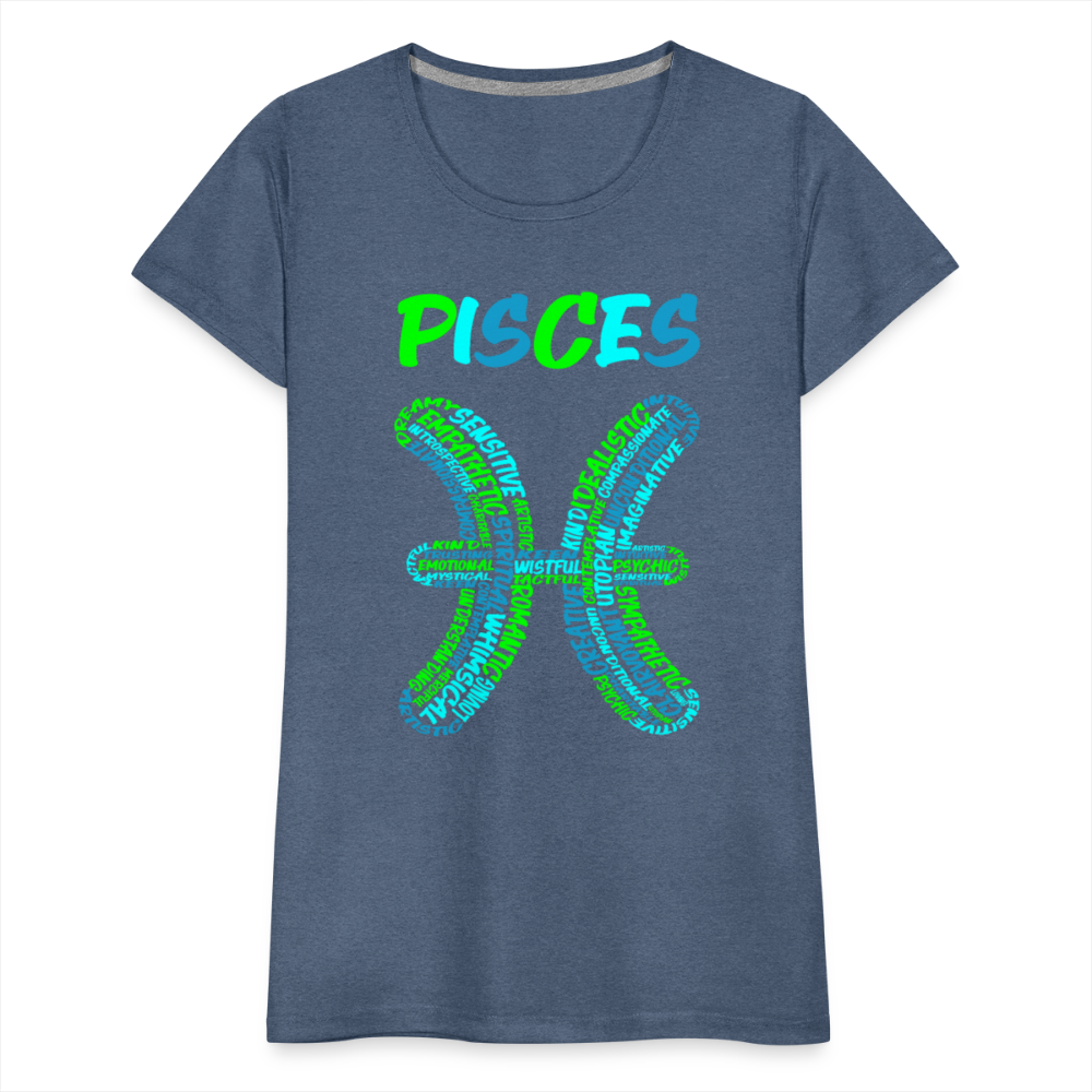 Women's Power Words Pisces Premium T-Shirt - heather blue