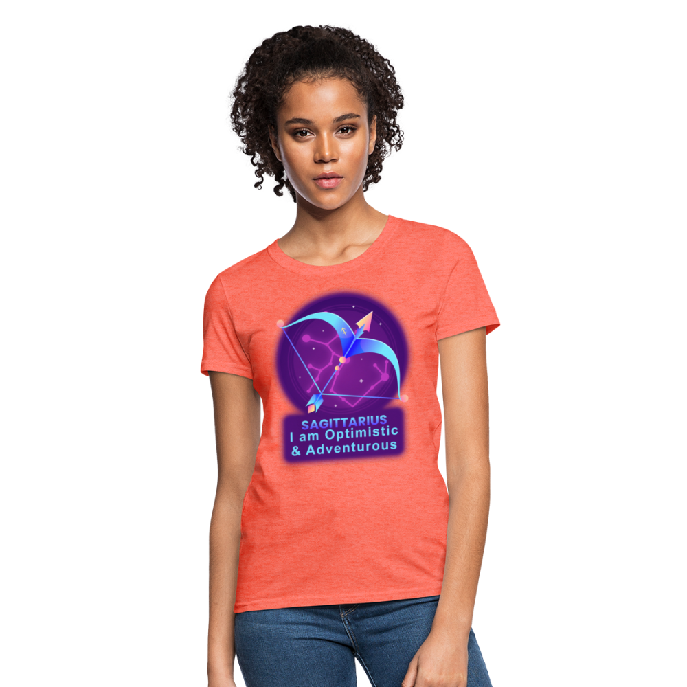 Women's Neon Sagittarius T-Shirt - heather coral