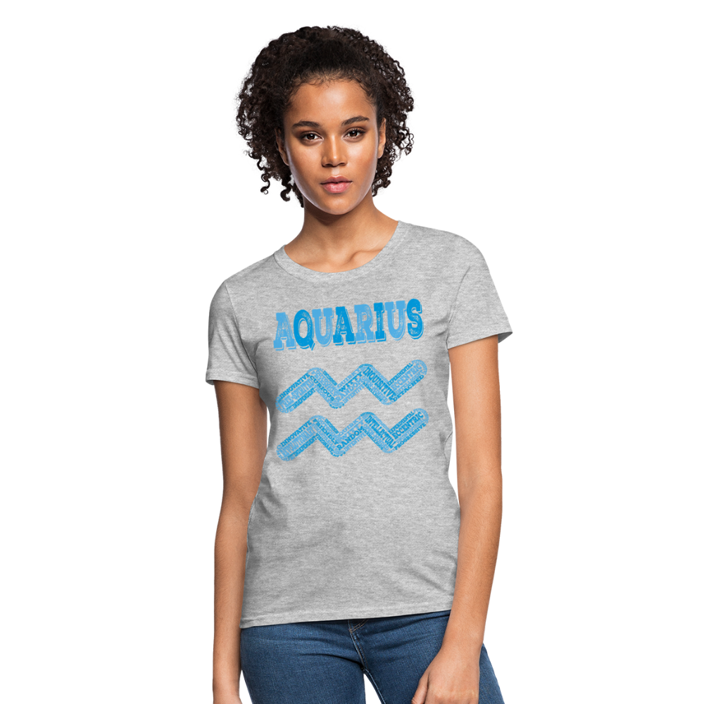 Women's Power Words Aquarius T-Shirt - heather gray