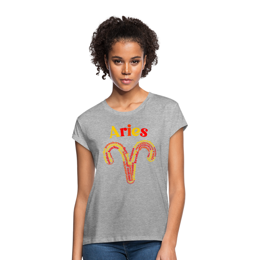 Women's Power Words Aries Relaxed Fit T-Shirt - heather gray