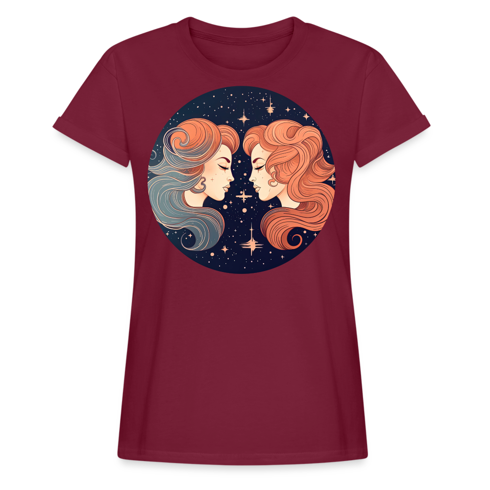 Women's Mystic Gemini Relaxed Fit T-Shirt - burgundy