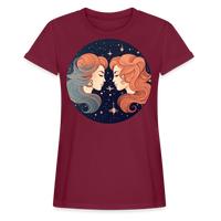 Thumbnail for Women's Mystic Gemini Relaxed Fit T-Shirt - burgundy