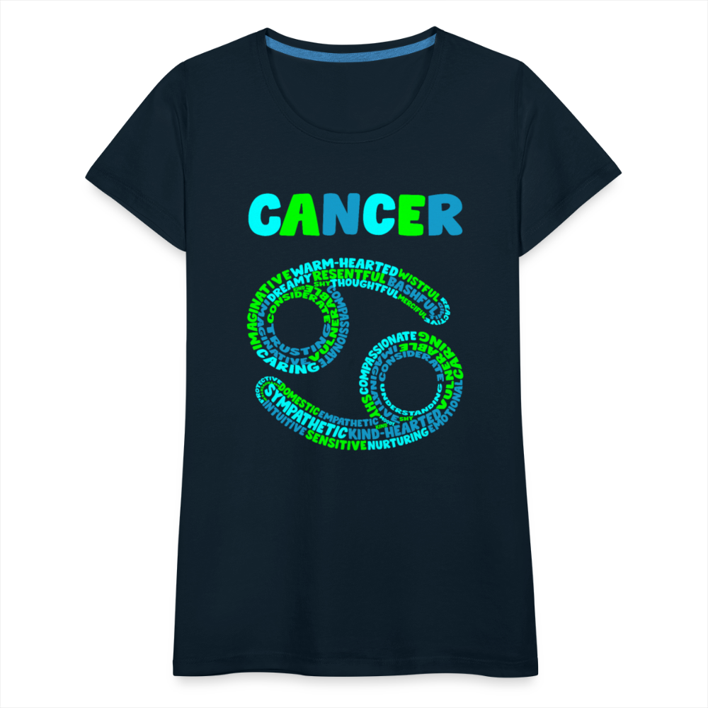 Women's Power Words Cancer Premium T-Shirt - deep navy