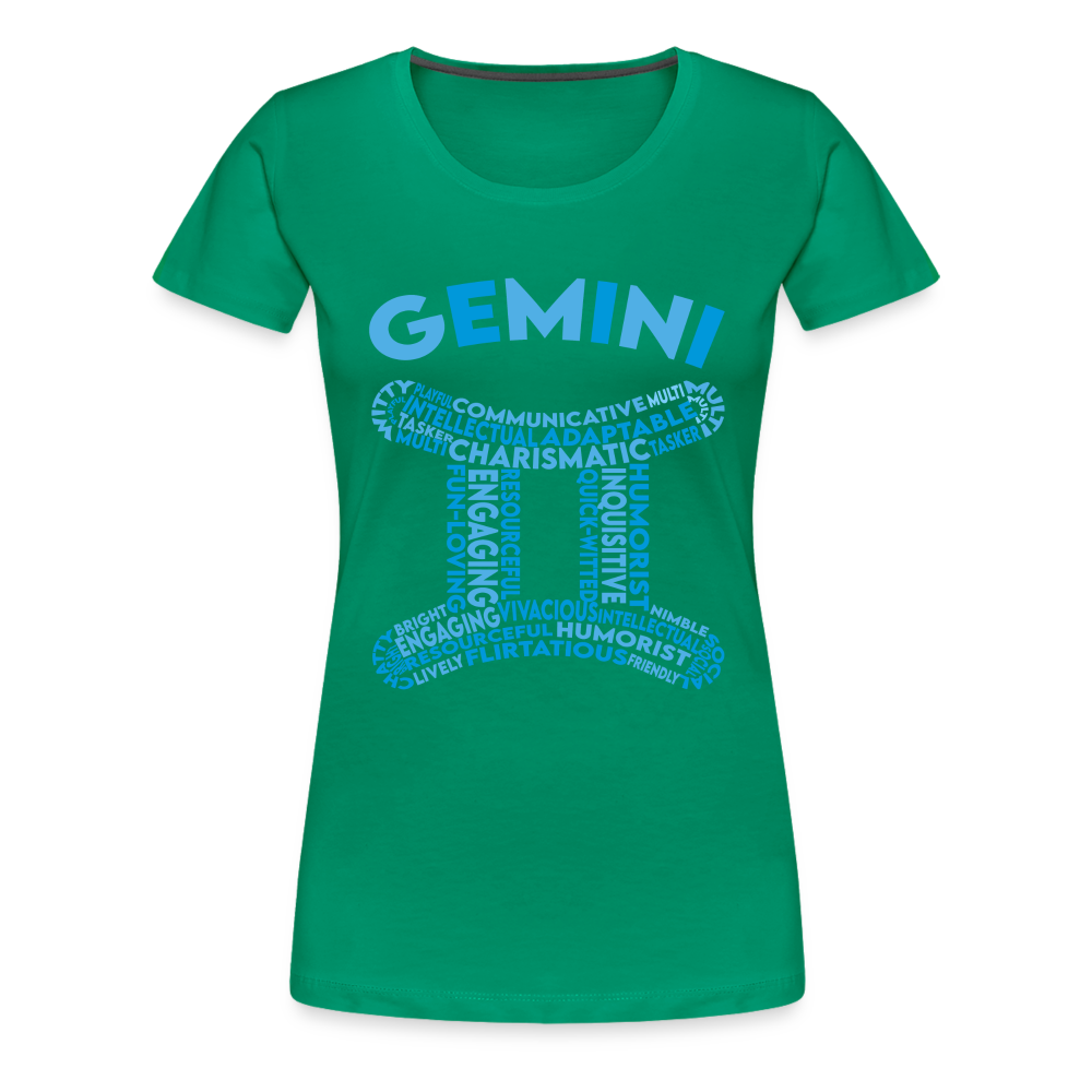 Women's Power Words Gemini Premium T-Shirt - kelly green