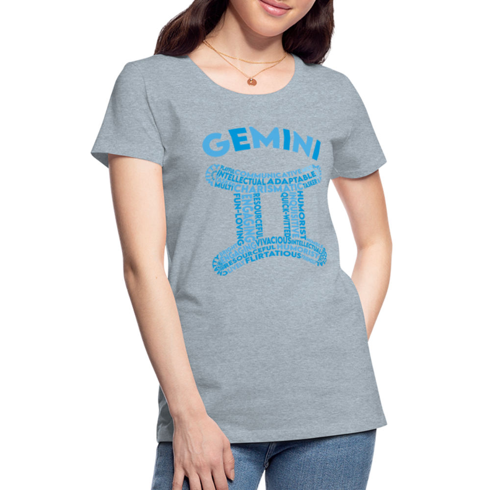 Women's Power Words Gemini Premium T-Shirt - heather ice blue