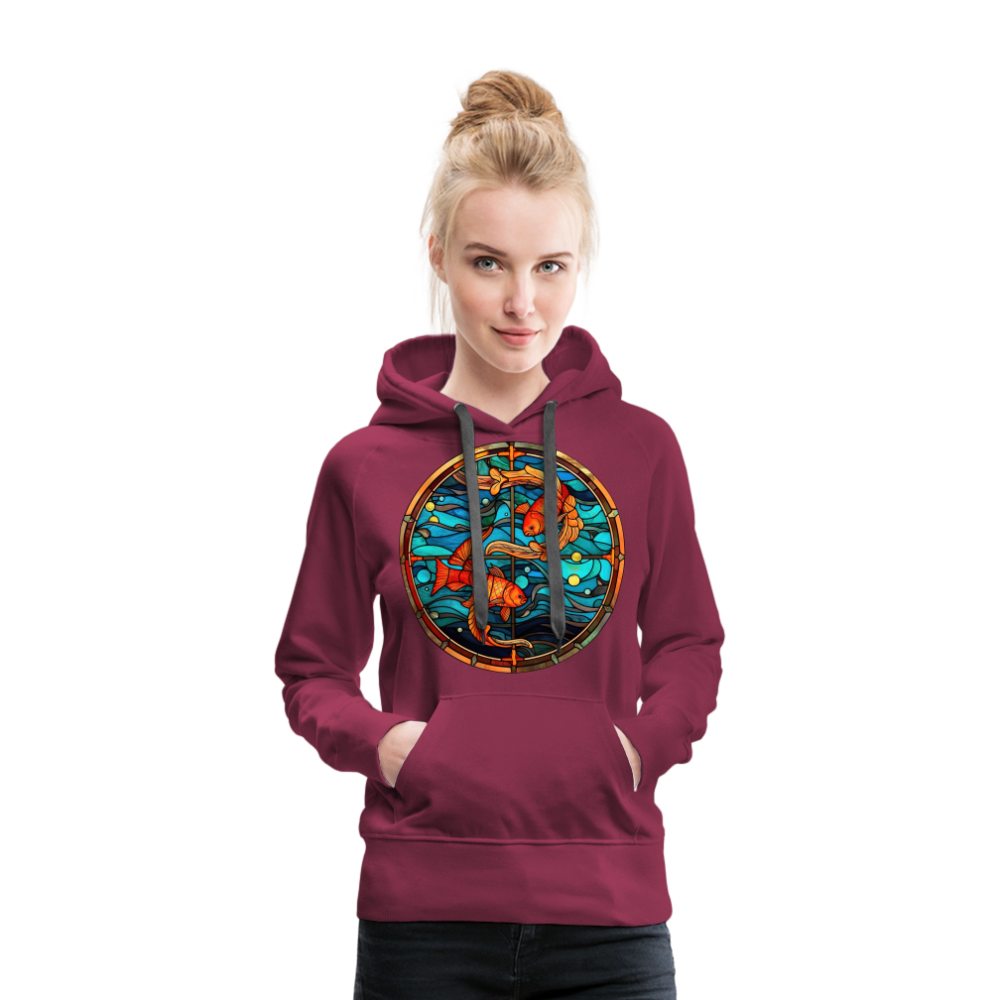 Women’s Mosaic Pisces Premium Hoodie - burgundy