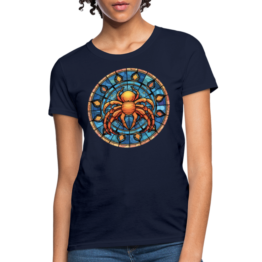 Women's Mosaic Cancer T-Shirt - navy