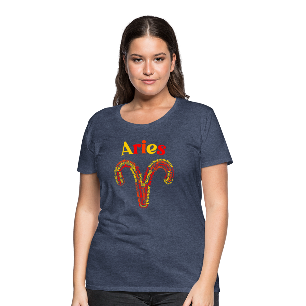 Women's Power Words Aries Premium T-Shirt - heather blue