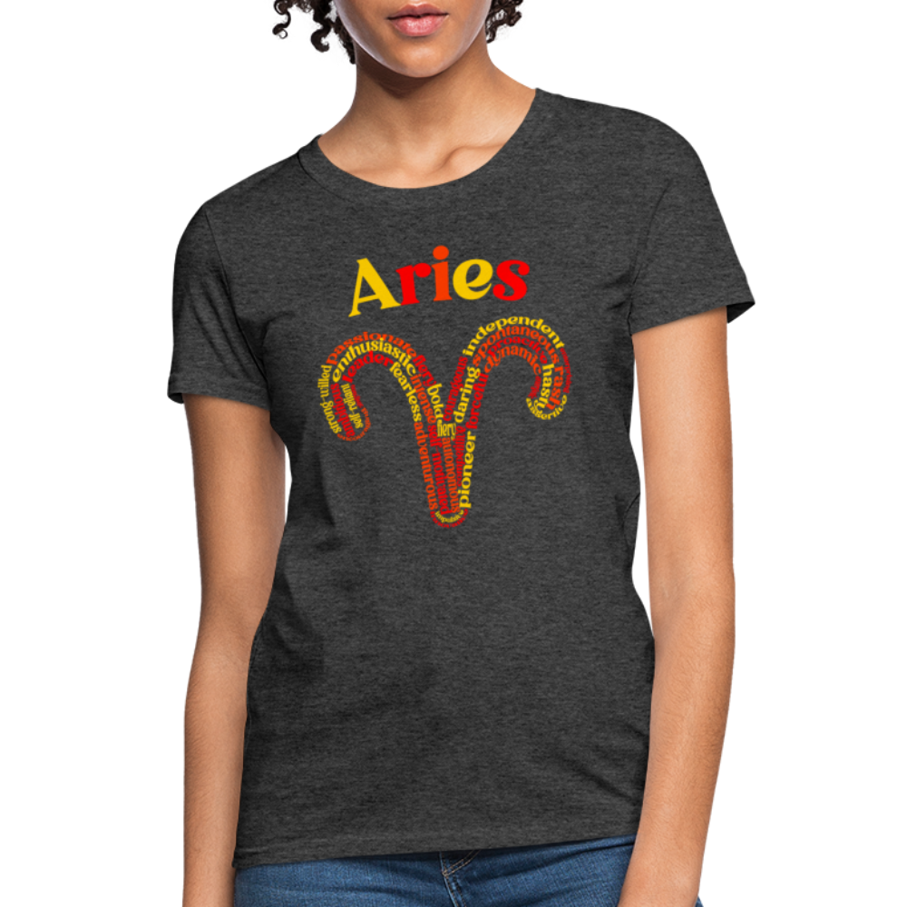 Women's Power Words Aries T-Shirt - heather black