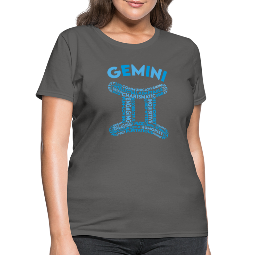 Women's Power Words Gemini T-Shirt - charcoal