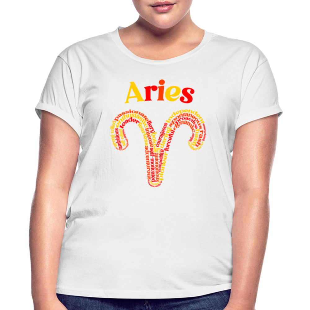 Women's Power Words Aries Relaxed Fit T-Shirt - white