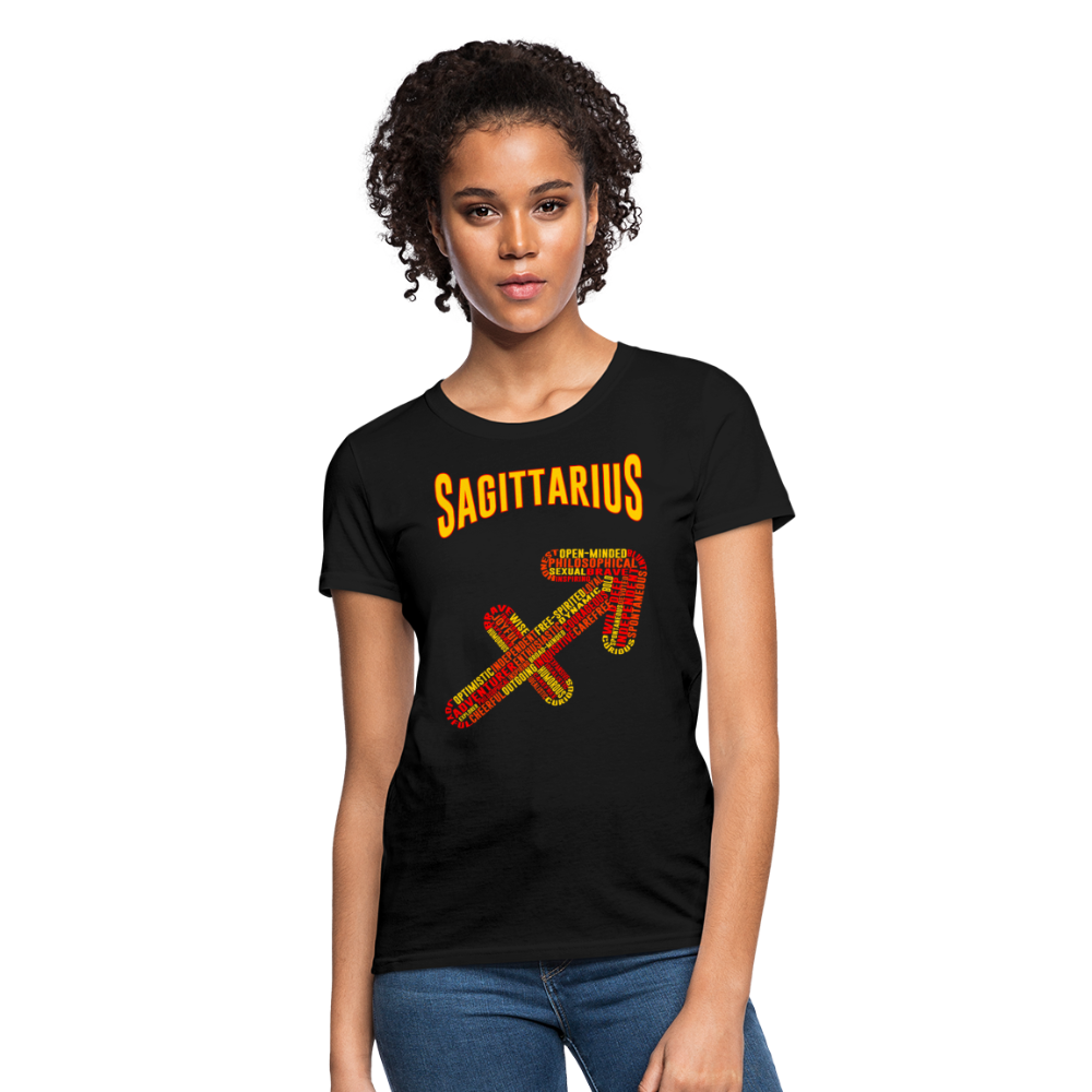 Women's Power Words Sagittarius T-Shirt - black