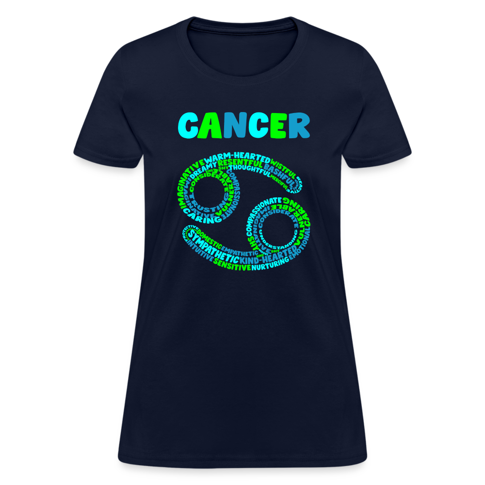 Women's Power Words Cancer T-Shirt - navy