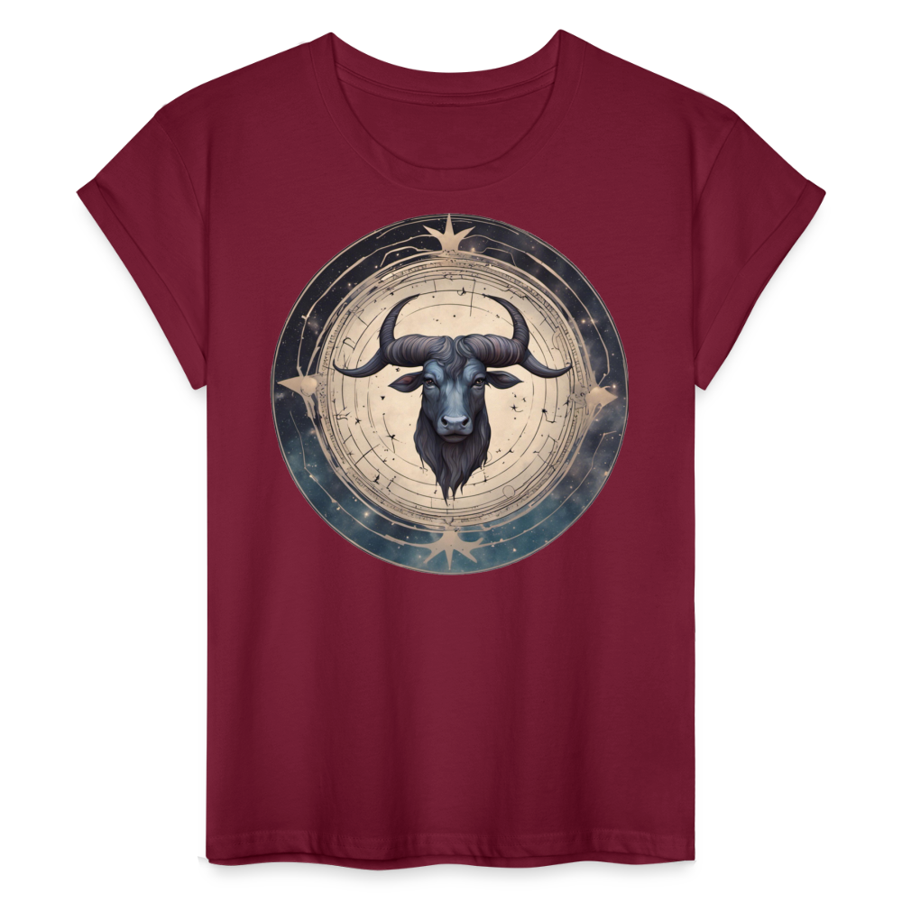 Women's Mythical Taurus Relaxed Fit T-Shirt - burgundy