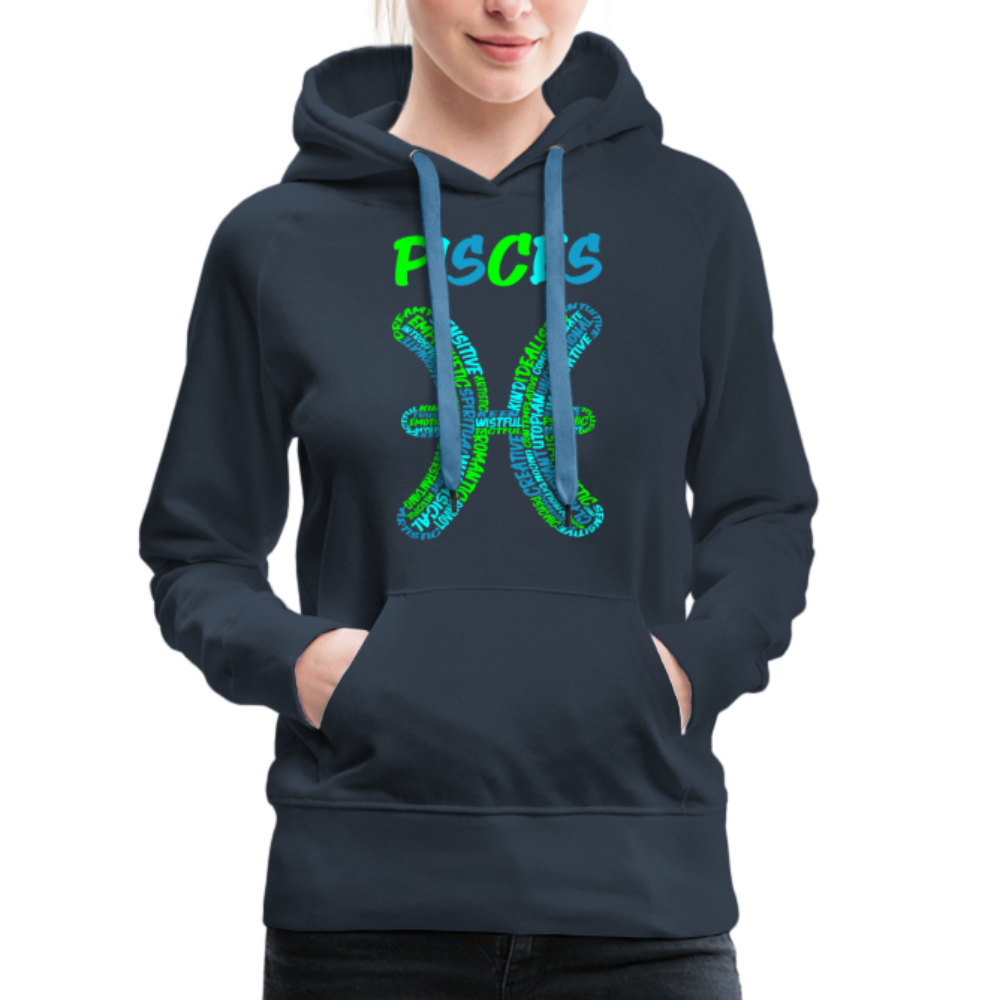 Women's Power Words Pisces Premium Hoodie - navy