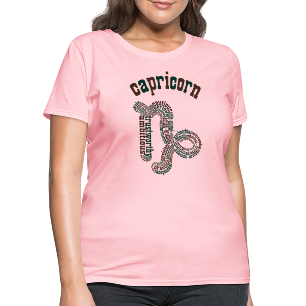 Women's Power Words Capricorn T-Shirt - pink