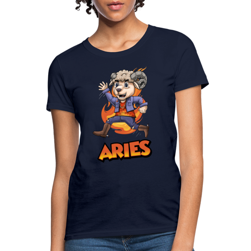 Women's Playful Aries T-Shirt - navy