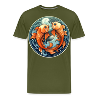 Thumbnail for Men's Symbol Pisces Premium T-Shirt - olive green