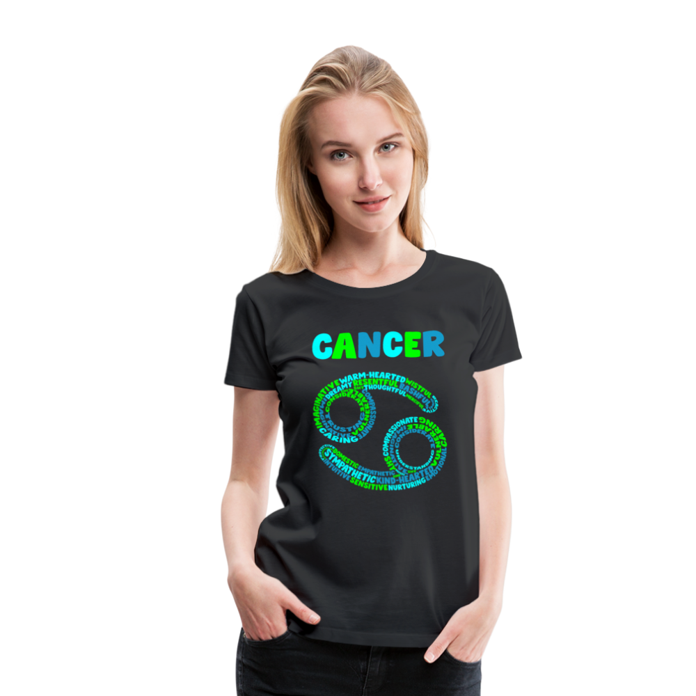 Women's Power Words Cancer Premium T-Shirt - black