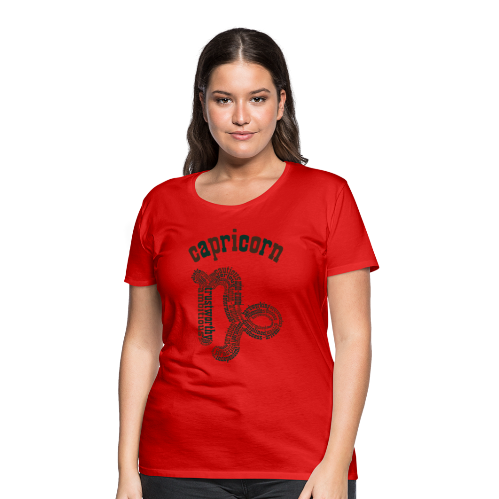 Women's Power Words Capricorn Premium T-Shirt - red