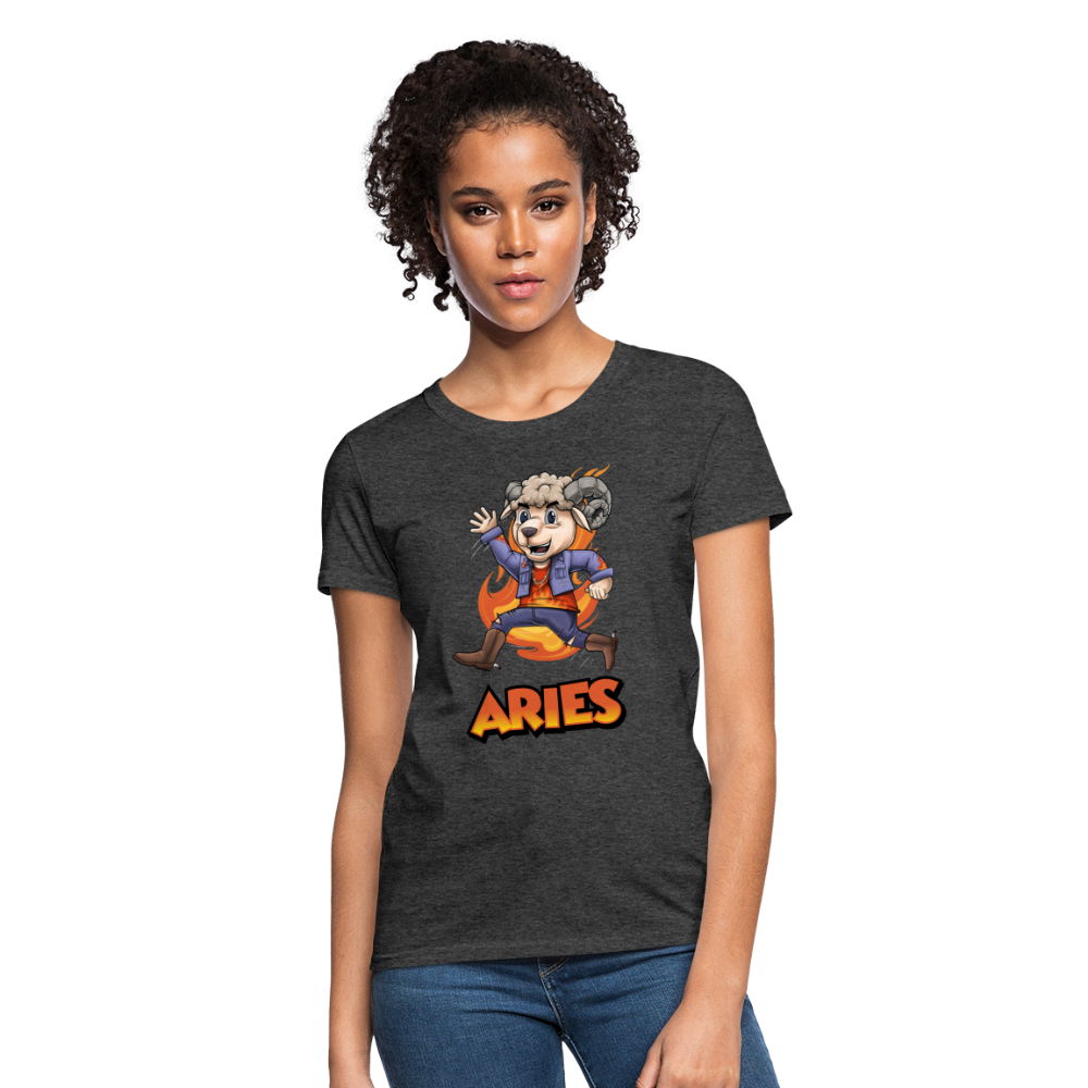 Women's Playful Aries T-Shirt - heather black