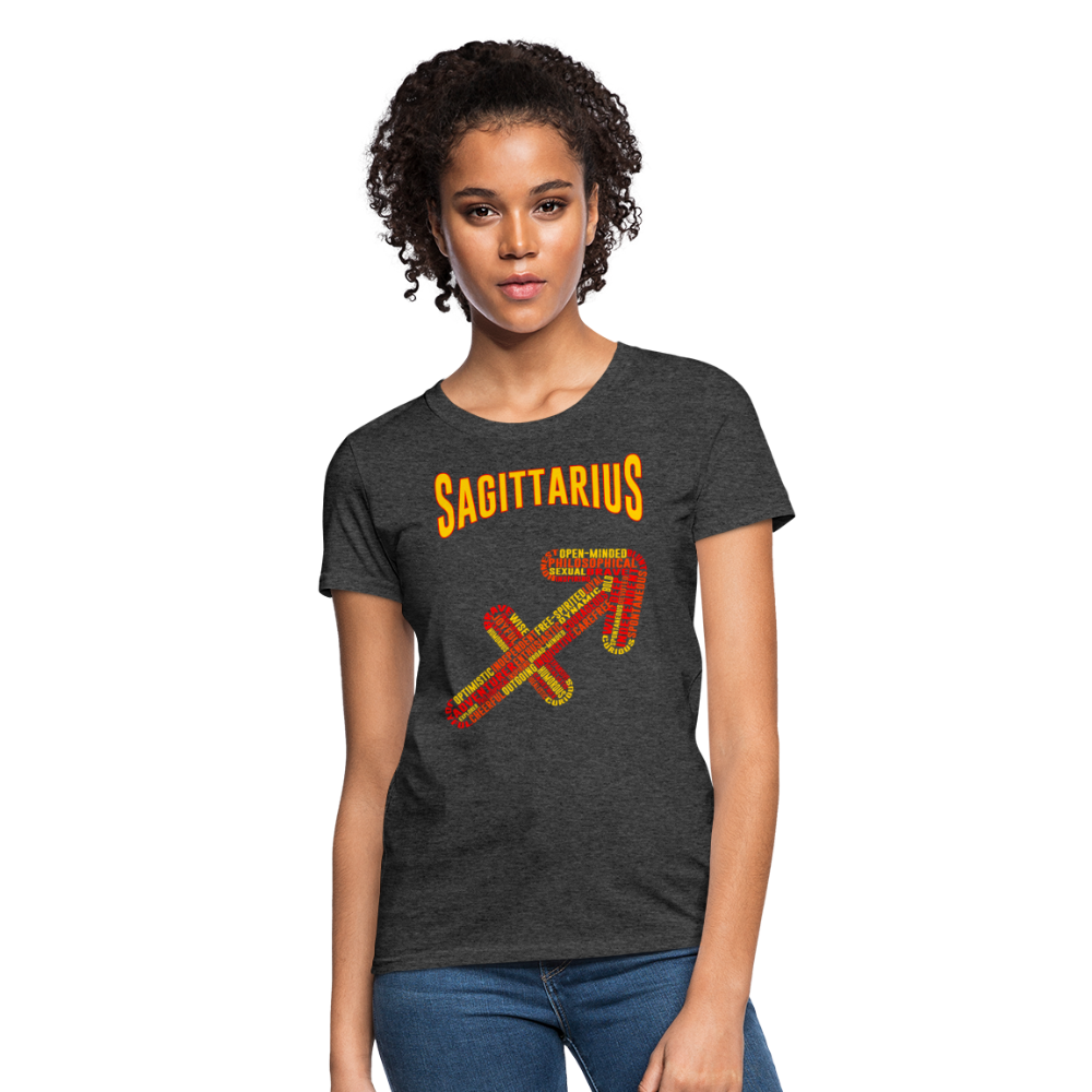 Women's Power Words Sagittarius T-Shirt - heather black