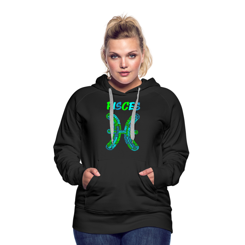 Women's Power Words Pisces Premium Hoodie - black