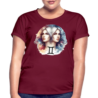 Thumbnail for Women's Mythical Gemini Relaxed Fit T-Shirt - burgundy