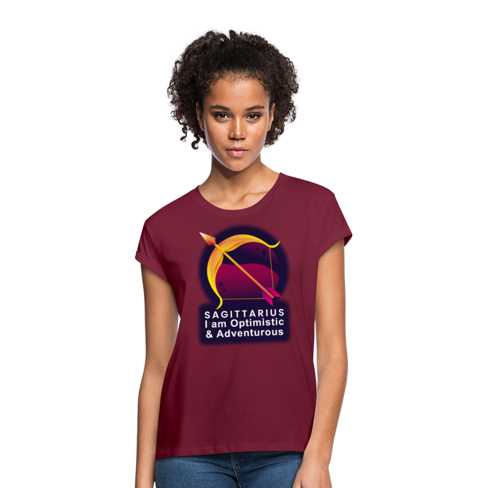 Women's Glow Sagittarius Relaxed Fit T-Shirt - burgundy