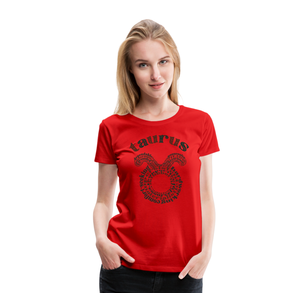 Women's Power Words Taurus Premium T-Shirt - red