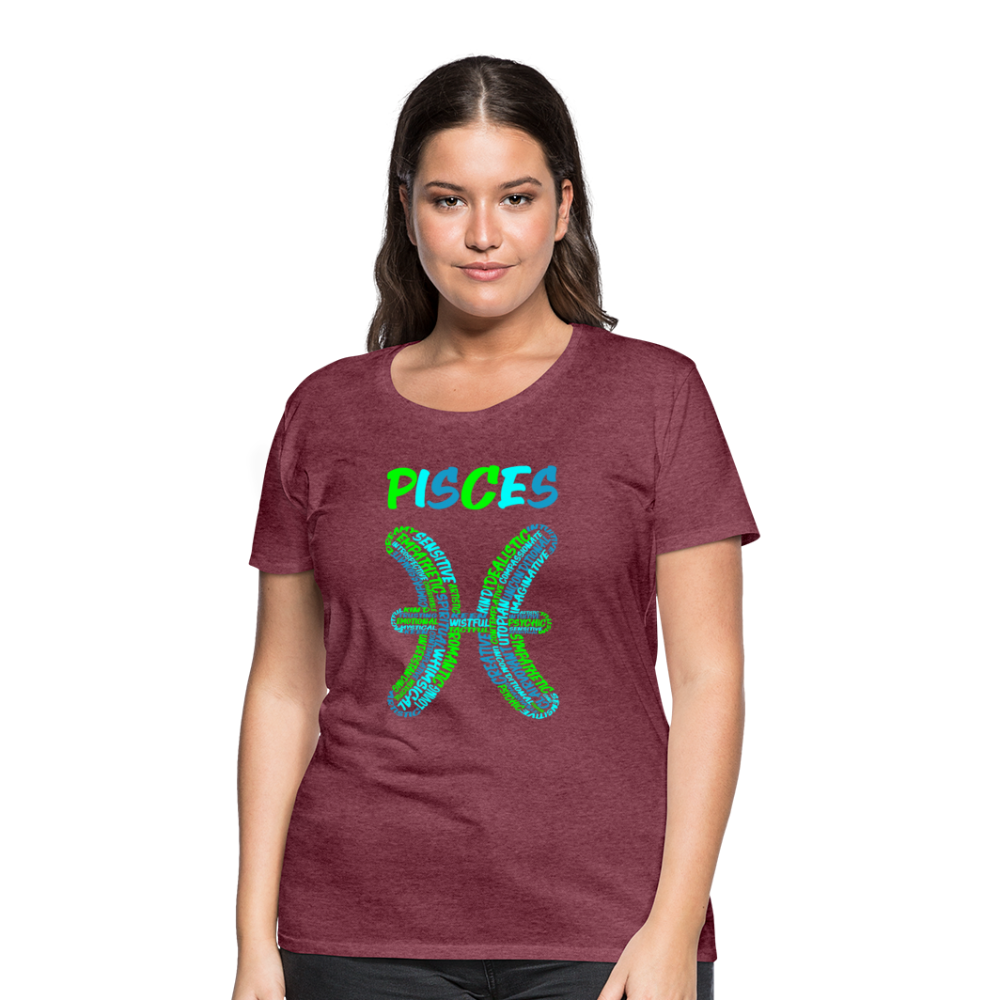 Women's Power Words Pisces Premium T-Shirt - heather burgundy