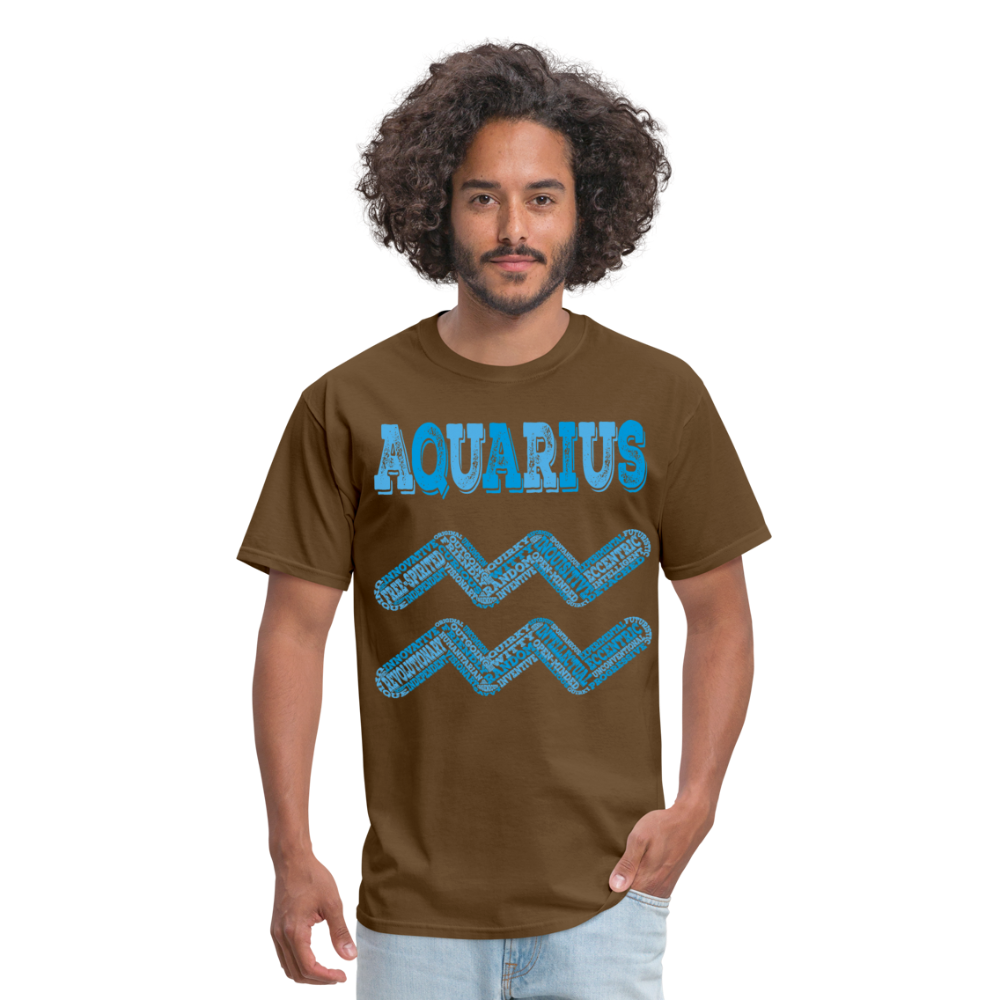 Men's Power Words Aquarius Classic T-Shirt - brown