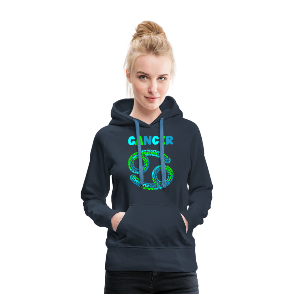 Women's Power Words Cancer Premium Hoodie - navy