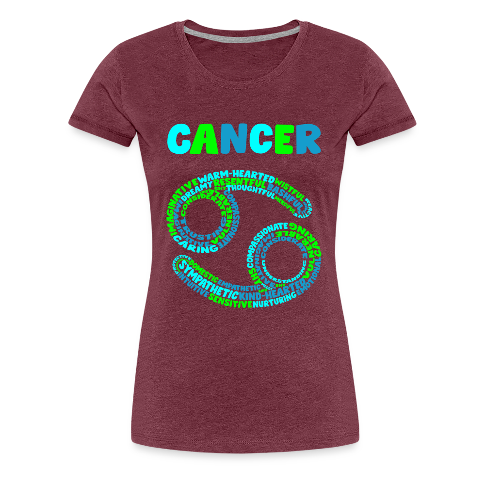 Women's Power Words Cancer Premium T-Shirt - heather burgundy