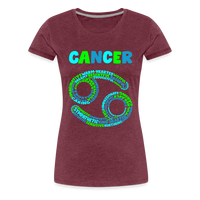 Thumbnail for Women's Power Words Cancer Premium T-Shirt - heather burgundy