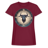 Thumbnail for Women's Mythical Taurus Relaxed Fit T-Shirt - burgundy