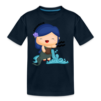 Thumbnail for Kid’s Astro Girl Aquarius Premium Organic T-Shirt - deep navy